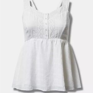 Torrid White Lace Detail Blouse Size 2